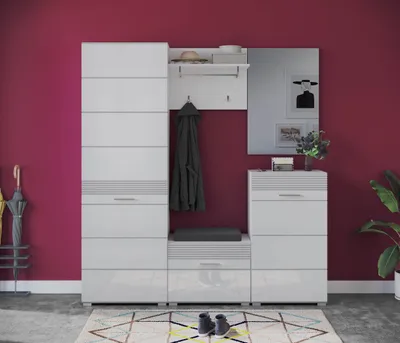 Produktbild von Linus Garderobenaufstellung 3 Türen weiß.