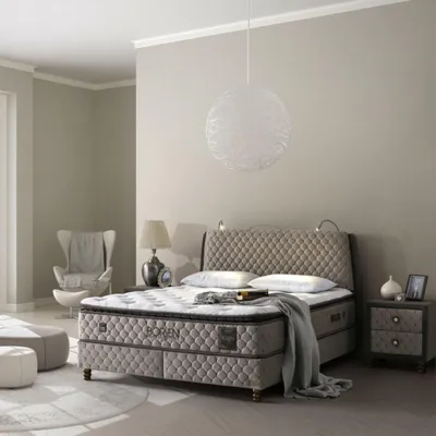 Produktbild von Bambi Boxspringbett 160x200 mit Bettkasten mit Matratzen Borjen Set Stauraum 7-Komfortzonen H3 Beige