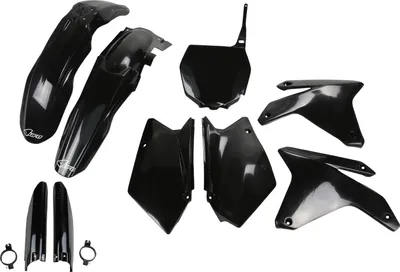 Immagine prodotto di Kit carenatura UFO PLAST, set da 9 pezzi in plastica con protezione forcella per Suzuki RM-Z 450 cc, anni di produzione 2005-2006, colore: nero