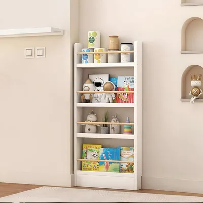 Image de Étagère en bois, 3/4/5 niveaux, étroite, à placer derrière une porte, organisateur de rangement, blanc, 120*60*10 cm