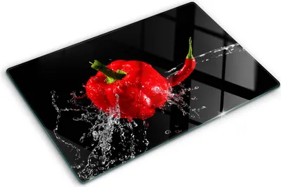 Obrázok produktu pre Sklenená ochranná doska – Kryt varnej dosky – Kryt na indukčnú dosku – 80x52 cm – Rýchle čistenie – Tvrdené sklo – Červená paprika