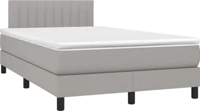 Produktbild von Boxspringbett mit Matratze Hellgrau 120x200 cm Stoff