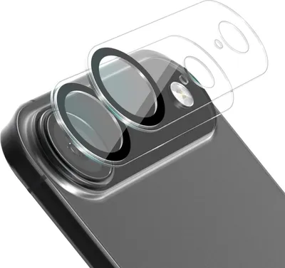 A close-up shot of a smartphone camera lens protector being applied to a smartphone.