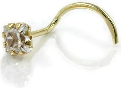 Produktbild von Nasenstecker 3mm Spirale mit Zirkonia weiß 14Kt GOLD