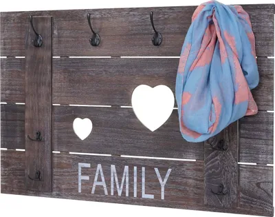 Immagine prodotto di Wandgarderobe HWC-C89 Family, Garderobenpaneel Garderobe, Shabby-Look Vintage, 8 Haken 60x90cm ~ braun, shabby
