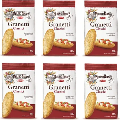 Produktbild von 6x Mulino bianco Granetti Knusper Brot für Bruschetta Croutons 290g aus italien