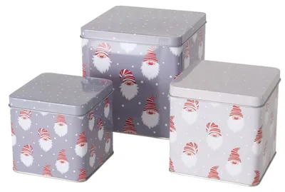 Zdjęcie produktu dla 3-częściowy zestaw puszek na ciastka Knuffel 11-15cm metalowe pudełko na ciastka Świąteczne ciasteczka