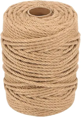 Imagen del producto de Cuerda de yute, trenzada de 4 hebras, 100 metros x 6 mm, natural, para jardinería y manualidades