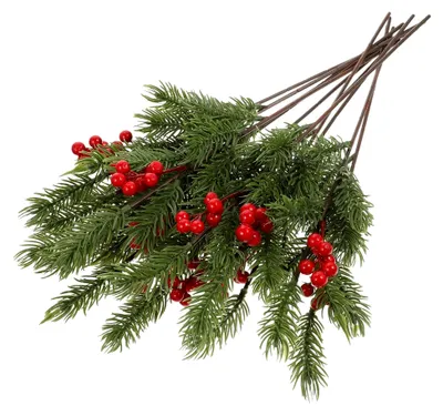Produktbild von 12 Stück künstliche Kiefernzweige mit Kiefernnadeln und Kiefernbeeren für Weihnachts- und Tischdekoration