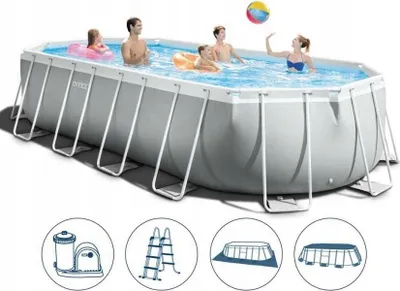 Obrázok produktu pre Intex 26796, 13365 L, Rámový bazén, Dospelý a dieťa, Rebrík, Modrá, Šedá, 112,1 kg