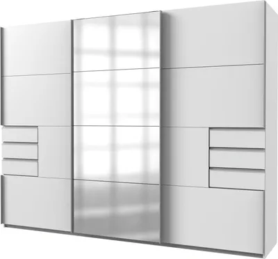 Produktbild von Kleiderschrank Schwebetürenschrank weiß mit Spiegel 270 cm 3-türig - SAIGON - Die Möbelfundgrube