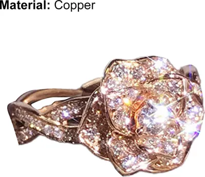 Produktbild von Damen-Ring, Rose, Strasssteine, Schmuck, leicht, modisches Aussehen, Fingerring für Hochzeit-Roségold,US 6