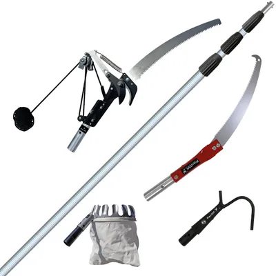 Produktbild von FenWi 6m Teleskop Baumpflege Set mit Teleskopstange Astschere Astsäge Obstpflücker Schüttelhaken I Gartengeräte-Set Obstbaumschnitt und Gartenpflege