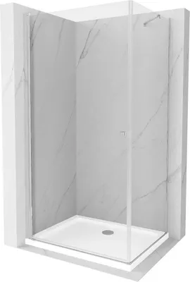 Immagine prodotto di Mexen Pretoria cabina doccia a battente 100 x 90 cm, trasparente, cromo + piatto Flat - 852-100-090-01-00-4010