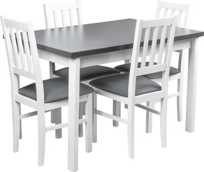 Produktbild von Satz von Tisch und 4 Stühle weiß für Küche Esszimmer X008
