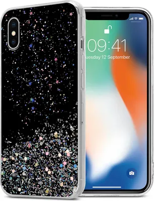 Obrázok produktu pre Cadorabo Puzdro pre Apple iPhone XS MAX Ochranné puzdro v čiernej farbe Puzdro na mobilný telefón TPU puzdro Glitter Cover Case Glitter