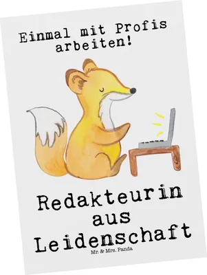 Produktbild von Mr. & Mrs. Panda bildkarte Redakteurin Leidenschaft - Weiß - Geschenk, Grußkarte, Postkarte, Witzig, Ansichtskarten, Kunstkarten, Fotokarte, Lustig, Korrespondent, Beruf