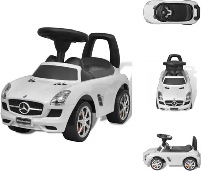 Obrázek produktu pro Dětské auto Mercedes Benz se skluzavkou bílé - Dětské chodítko a skluzavka a šlapací vozidla