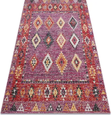 Produktbild von Modern Teppich MUNDO D7701 Diamanten boho Outdoor rosa / beige Mehrfarben 180x270 cm