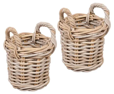 Produktbild von 2er Set Natur-Rattankorb BAKUL rund Grey ca. 20cm