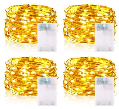 Productafbeelding van Lichtsnoer met timer - Set van 4 - 5 m - 50 leds - Micro-draad - Binnenverlichting - Buitenverlichting - Slaapkamer