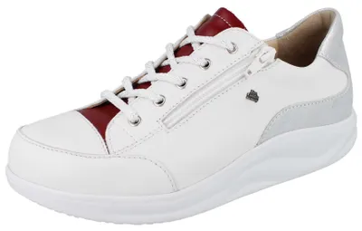 Produktbild von FINN COMFORT FINNAMIC Hachiouji Damen Schnürschuhe mit Reißverschluss weiss rot silber Glattleder - Größe: UK 7,5