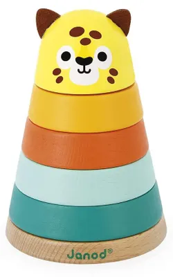 Image de Janod Tropik - Tour d'empilage en bois Jaguar - Jouets éducatifs pour enfants