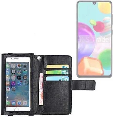 Produktbild von K-S-Trade Handy Hülle Schutz Hülle Kompatibel mit Samsung Galaxy A41 Case mit Displayschutz / Schutzfolie Flip Cover Wallet case Etui Hülle schwarz