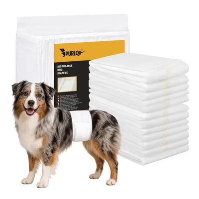 Produktbild von Purlov ML Hundewindeln, 12 Stück, saugfähige Inkontinenzhosen, Harninkontinenz 46–60 cm
