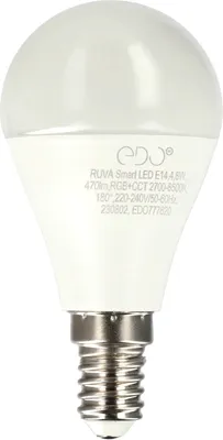 Produktbild von RUVA Smart WiFi RGB+CCT LED-Glühbirne 4.8W, E14 Glühbirne, 2700K-6500K, 470lm, 220-240V EDO777620 EDO