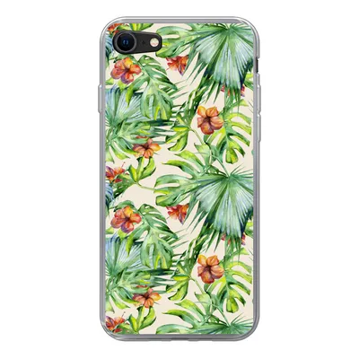 Produktbild von MuchoWow® Handyhülle Schutzhülle Hülle für iPhone SE 2020 Blume - Blatt - Muster Silikon Softcase Handy Hülle - Kartenbesitzer