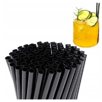 Produktbild von Nipter Strohhalme Plastik, wiederverwendbare Trinkhalme schwarz, 15 cm , 500 Stück