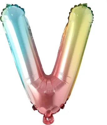 Produktbild von Folienballon Buchstabe V, regenbogen bunt, ca. 40 cm, für Luftbefüllung