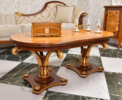 Immagine prodotto di Casa Padrino tavolino barocco colori naturali / marrone / oro 125 cm - Mobili barocchi -  Italy