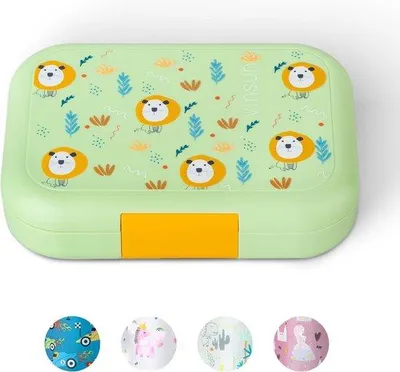 Produktbild von Grüne Bento-Box mit 4 Fächern, lekvrij, BPA-frei, spülmaschinenfest
