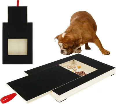 Produktbild von Kratzbrett für Hunde mit Leckerli-Box, Nagelpflege, Schwarz, für Welpentraining