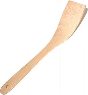 Produktbild von Holzspatel gebogen breit 31 cm | Küchenspatel aus Holz | Flacher Pfannenwender zum Braten | Pfannenwender | Küchenzubehör