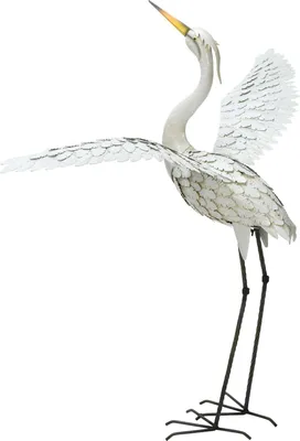 Obrázek produktu pro Kovová zahradní figurka jeřába, 123 cm, šedá