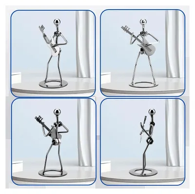 Produktbild von Skulptur eines Musikers, Statue eines Gitarristen, Figur eines Metallgitarristen, Kunstfigur, Eisenfigur eines Musikers, Sammlerfigur mit Metallgitarre, Rock-Skulptur, Musikspieler-Dekor für Büro und Zuhause