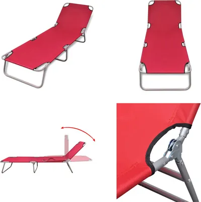 Obrázek produktu pro vidaXL Skládací lehátko s nastavitelným opěradlem červené - Lehátko - Lehátka - Lehátka - Lehátka na opalování
