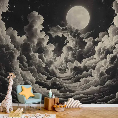 Produktbild von Vlies Fototapete - Moon and Stars Singing Among the Great Clouds 350x256 cm Muster b-H-10059-a-a