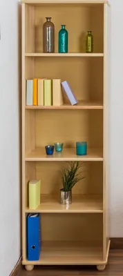 Produktbild von Bücherregal - 60 cm breit, Kiefer Holz-Massiv, Farbe: Natur