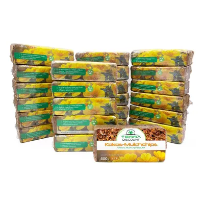 Produktbild von Kokos Mulchchips gepresst 24x500g ca. 168 Liter – natürliche Mulchchips aus Kokosfaser für Garten, Hochbeet & Terrarium