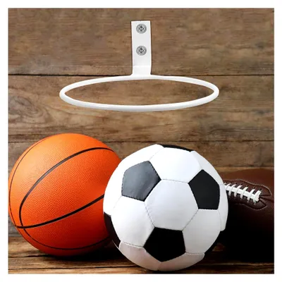 Produktbild von 2 Stück Wandmontierte Basketballhalter aus Metall für die platzsparende Aufbewahrung von Bällen für Fußball und Basketball