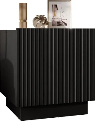 Produktbild von MIRJAN24 Nachttische Liverti 1D, Stilvoll Schlafzimmer, Nachttische mit eins Drehtüren (Farbe: Schwarz)