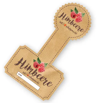 Produktbild von Itenga 50 x Kombi Marmeladenetikett für Deckel und Glas - Himbeere