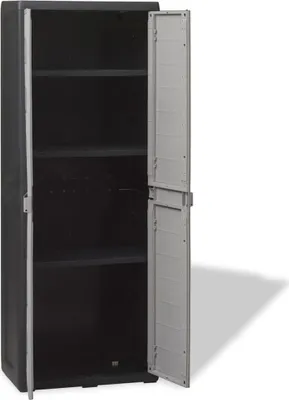 Produktbild von Möbel Gartenschrank - praktischem Design - Gartenschuppen - mit 3 Böden Schwarz und Grau Top6138335