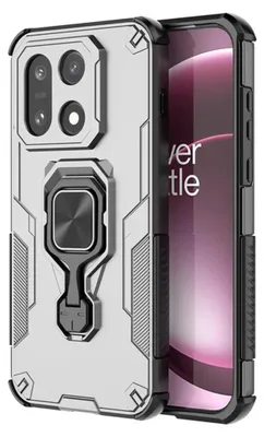 Productafbeelding van MobyDefend Hoesje - Geschikt voor OnePlus 15 - Dubbelgelaagde Pantsercase Met Standaard - Zilvergrijs