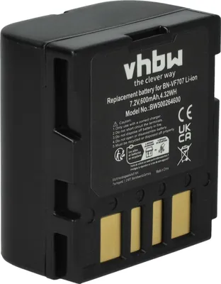 Produktbild von vhbw Akku kompatibel mit JVC GR-D245EG, GR-D246, GR-D270, GR-D250US, GR-D250U, GR-D250, GR-D247 Videokamera Camcorder (600 mAh, 7,2 V, Li-Ion)