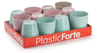 Produktbild von Plasticforte Trinkglaser - 12x - farbig - Kunststoff - 400 ml